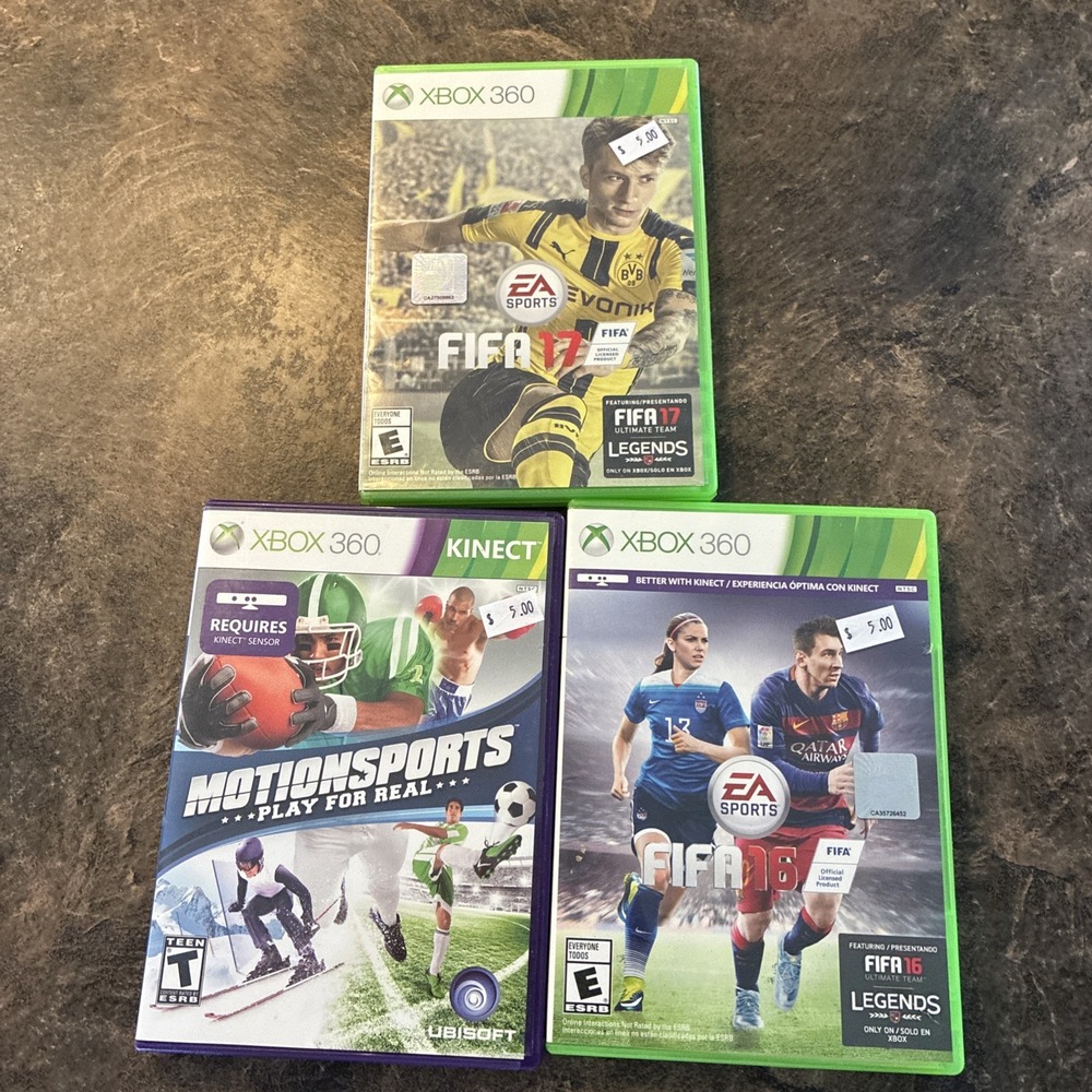 Three Xbox 360 Games Lot Two Soccer And One Multi Sport